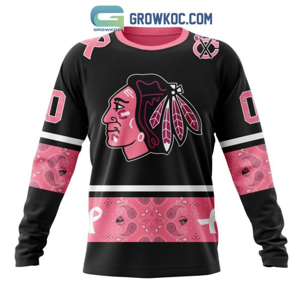 Chicago BlackHawks NHL Special Style Paisley In October We Wear Pink Breast Cancer Personalized Hoodie T Shirt