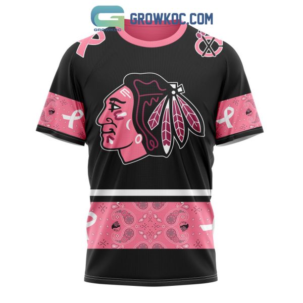 Chicago BlackHawks NHL Special Style Paisley In October We Wear Pink Breast Cancer Personalized Hoodie T Shirt