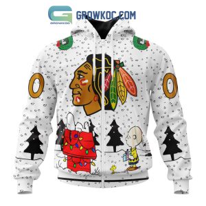 Chicago Blackhawks NHL Mix Snoopy Peanuts Christmas Personalized Hoodie T Shirt