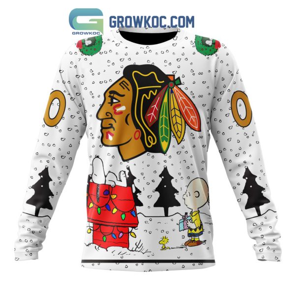 Chicago Blackhawks NHL Mix Snoopy Peanuts Christmas Personalized Hoodie T Shirt