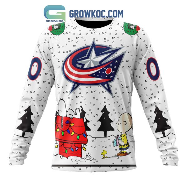 Columbus Blue Jackets NHL Mix Snoopy Peanuts Christmas Personalized Hoodie T Shirt