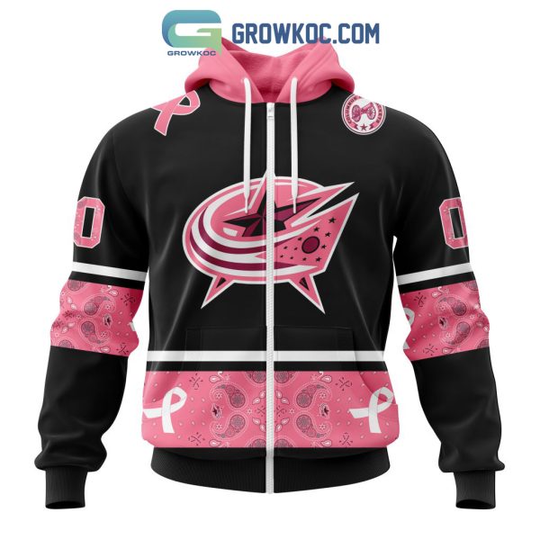 Columbus Blue Jackets NHL Special Style Paisley In October We Wear Pink Breast Cancer Personalized Hoodie T Shirt