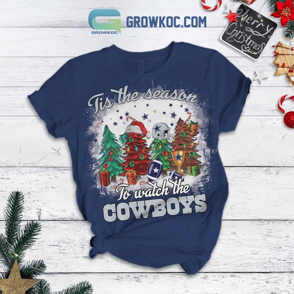 Dallas Cowboys Tis The Season To Watch The Cowboys Ho Me We Dem Boys Rowdy Christmas Fleece Pajama Set