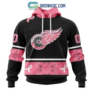 Detroit Red Wings NHL Special Style Paisley In October We Wear Pink Breast Cancer Personalized Hoodie T Shirt