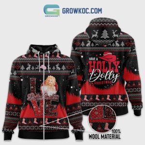 Dolly Parton Love Have A Holly Dolly Christmas Zip Hoodie Sweater