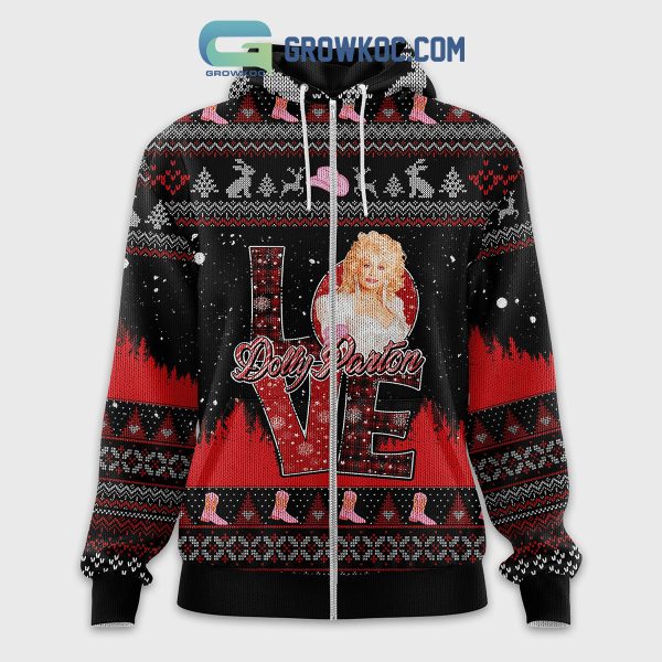 Dolly Parton Love Have A Holly Dolly Christmas Zip Hoodie Sweater