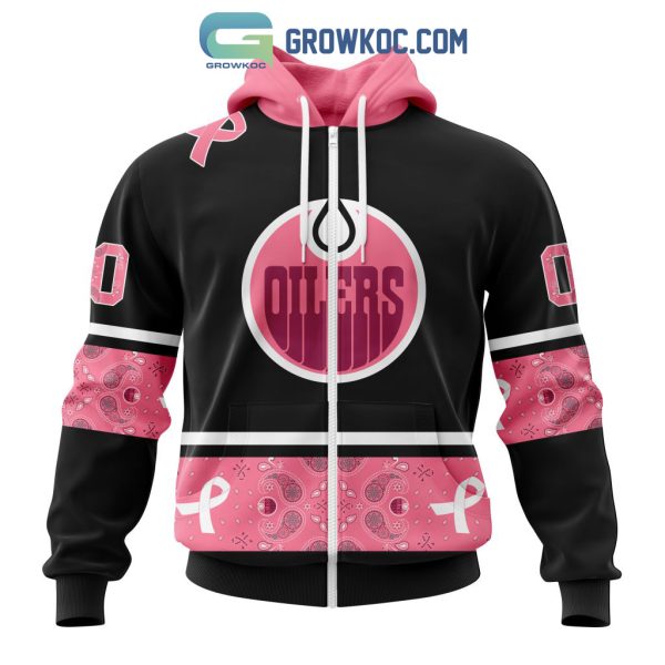 Edmonton Oilers NHL Special Style Paisley In October We Wear Pink Breast Cancer Personalized Hoodie T Shirt