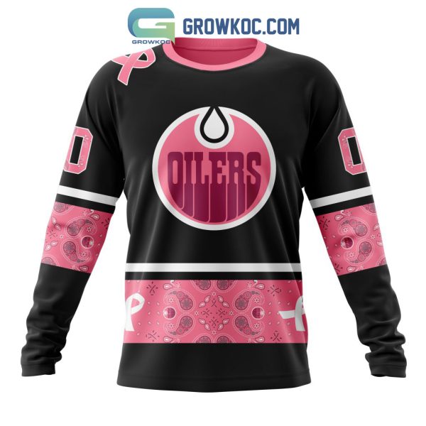 Edmonton Oilers NHL Special Style Paisley In October We Wear Pink Breast Cancer Personalized Hoodie T Shirt