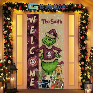 Florida State Seminoles Grinch Football Welcome Christmas Personalized Decor Door Cover