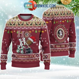 Florida State Seminoles NCAA Ho Ho Ho Snow Christmas Personalized Ugly Sweater