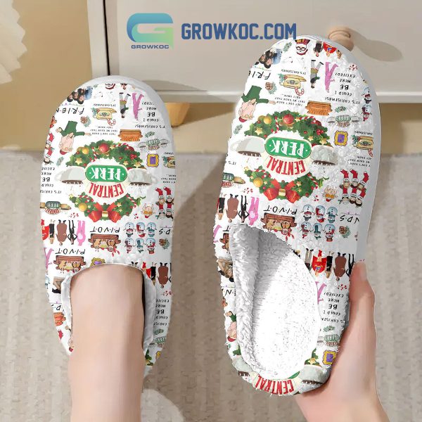 Friends Sitcom TV Series Central Perk Pivot Christmas I Could Be More Excited House Slippers