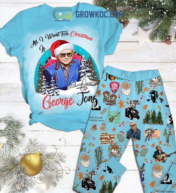 George Jones All I Want For Christmas Is George Jones Just Give Me Bread And Water Put A Guitar In My Hand Fleece Pajama Sets