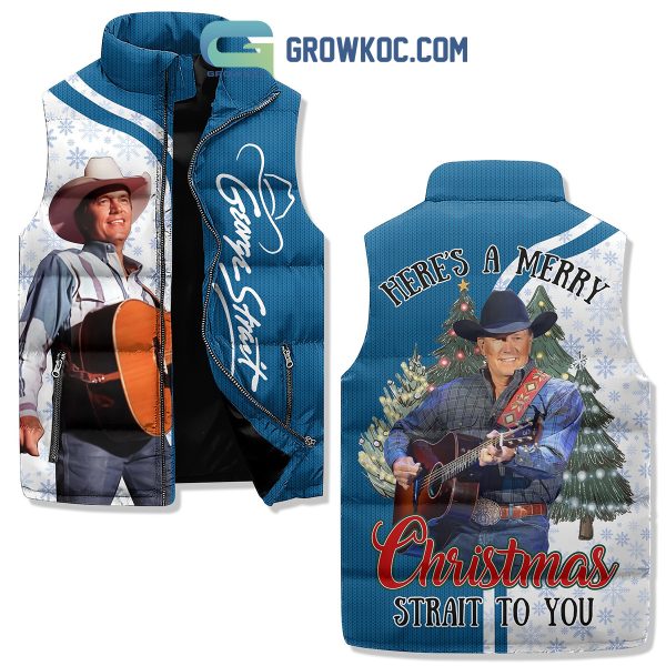 George Strait Here Is A Merry Christmas Strait To You Sleeveless Puffer Jacket