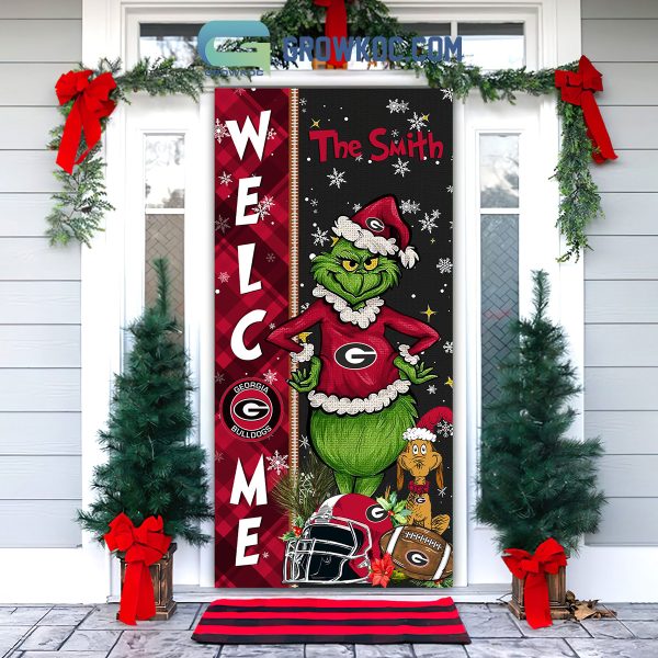 Georgia Bulldogs Grinch Football Welcome Christmas Personalized Decor Door Cover