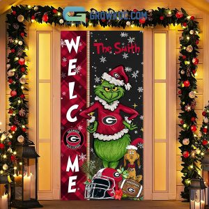 Georgia Bulldogs Grinch Football Welcome Christmas Personalized Decor Door Cover