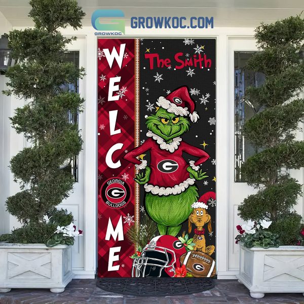 Georgia Bulldogs Grinch Football Welcome Christmas Personalized Decor Door Cover