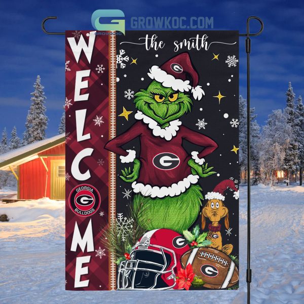 Georgia Bulldogs NCAA Grinch Football Welcome Christmas House Garden Flag