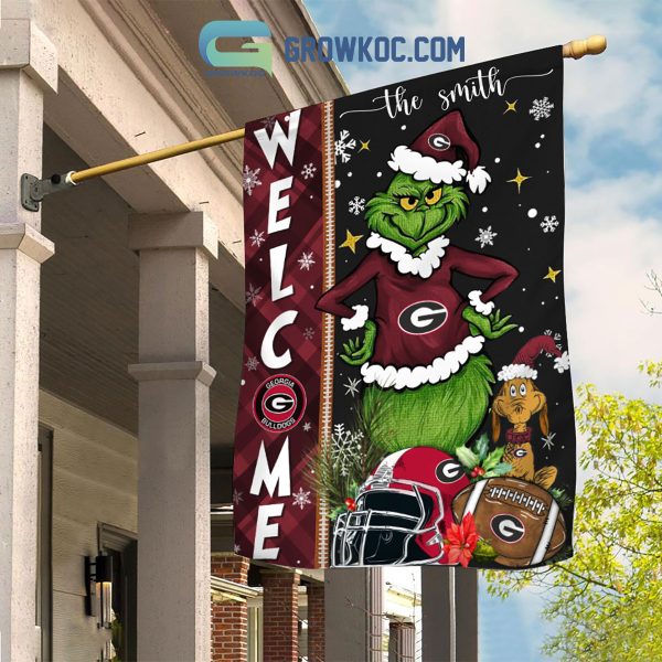 Georgia Bulldogs NCAA Grinch Football Welcome Christmas House Garden Flag