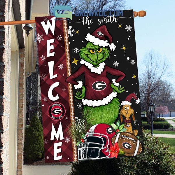 Georgia Bulldogs NCAA Grinch Football Welcome Christmas House Garden Flag