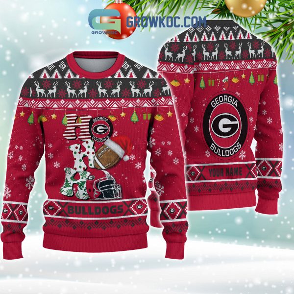 Georgia Bulldogs NCAA Ho Ho Ho Snow Christmas Personalized Ugly Sweater