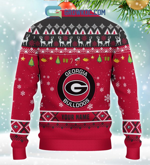 Georgia Bulldogs NCAA Ho Ho Ho Snow Christmas Personalized Ugly Sweater