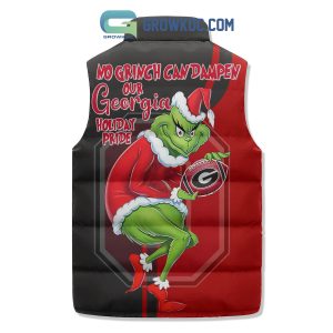 Georgia Bulldogs NFL Team Christmas No Grinch Can Dampen Our Georgia Holiday Pride Sleeveless Puffer Jacket