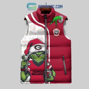 Georgia Bulldogs They Hate Us Because They Ain_t Us Bulldogs Christmas Grinch Sleeveless Puffer Jacket