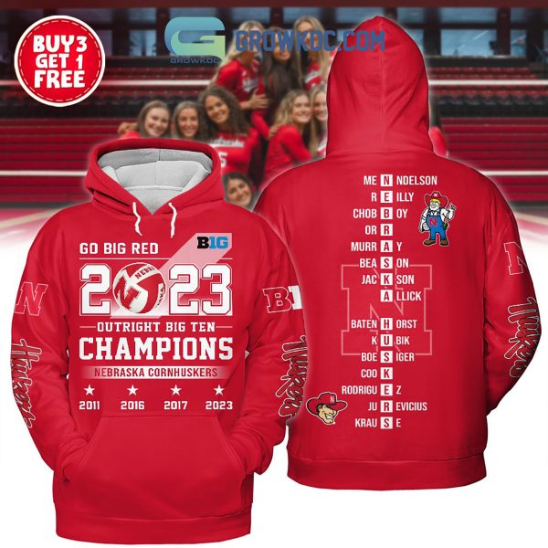 Go Big Red 2023 Outright Big Ten Champion Nebraska Cornhuskers Player Name Puzzle Hoodie T Shirts Red Version