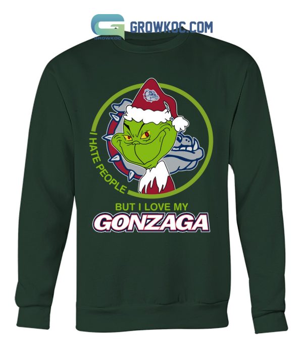 Gonzaga Bulldogs Grinch I Hate People But I Love My Gonzaga Christmas Holiday Shirts