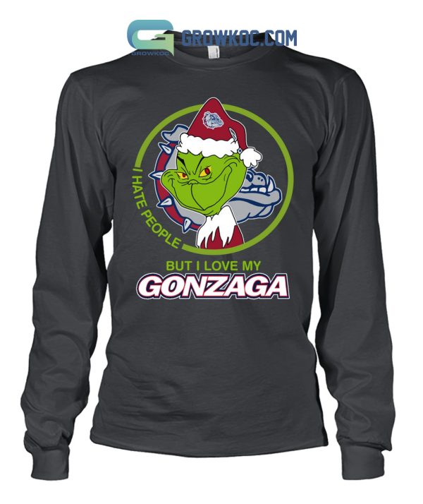 Gonzaga Bulldogs Grinch I Hate People But I Love My Gonzaga Christmas Holiday Shirts