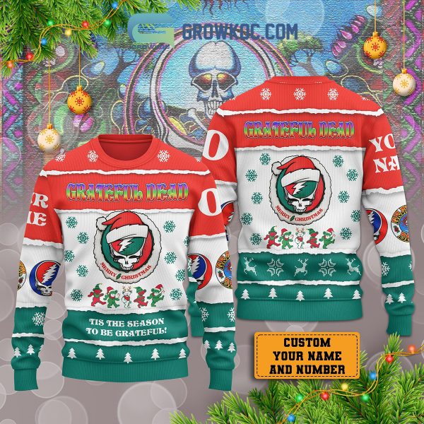 Grateful Dead Tis The Season To Be Grateful Christmas Custom Name Number Ugly Sweaters