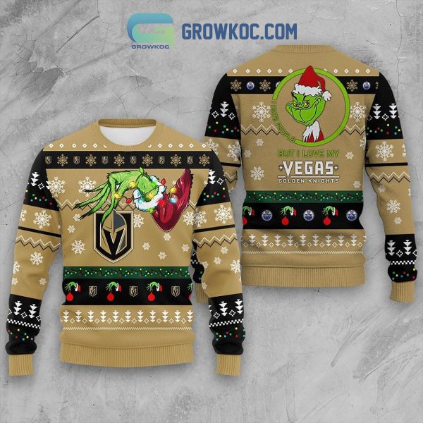 Grinch I Hate People But I Love My Vegas Golden Knights Ugly Sweater