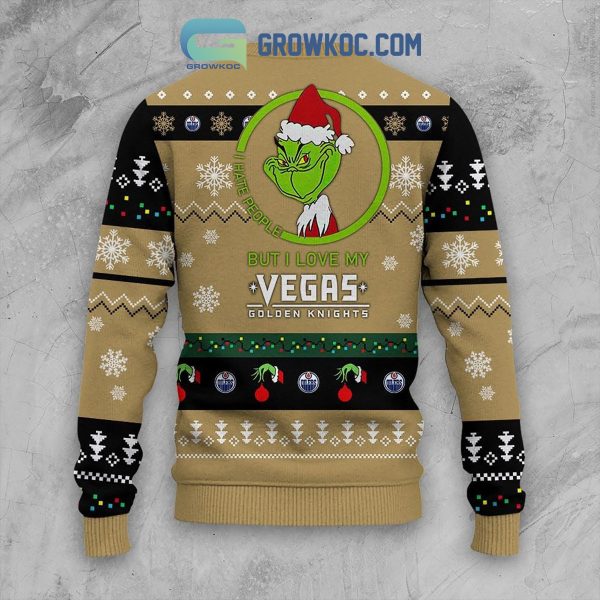 Grinch I Hate People But I Love My Vegas Golden Knights Ugly Sweater