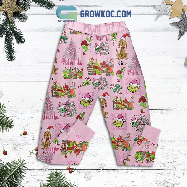 Grinch Merry Grinchmas Coffee Time Christmas Fleece Pajamas Set