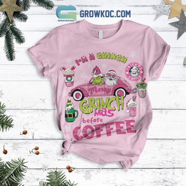 Grinch Merry Grinchmas Coffee Time Christmas Fleece Pajamas Set