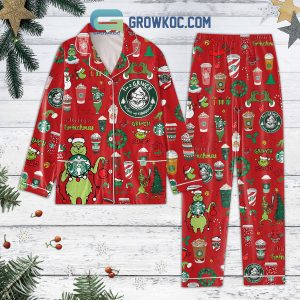 Grinch Starbucks Red Design Christmas For Coffeeholic Polyester Pajamas Set