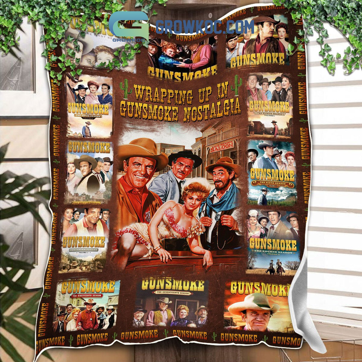 Gunsmoke Poster Long Branch Saloon Wrapping Up In Gunsmoke Nostalgia Fleece  Blanket - Growkoc
