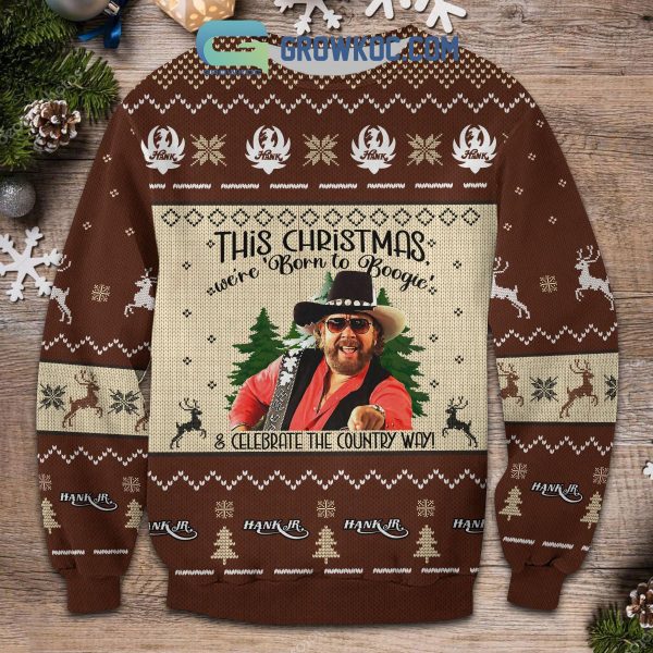 Hank William Jr This Christmas We’re Born To Boogie And Celebrate The Country Way Ugly Sweater