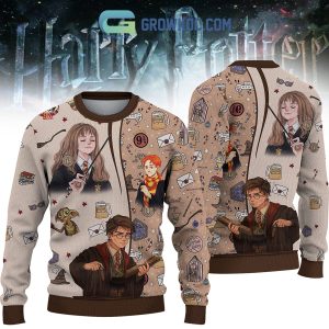 Harry Potter Hermione Granger Ron Weasley Hogwarts School Wizard World Holidays Ugly Sweater