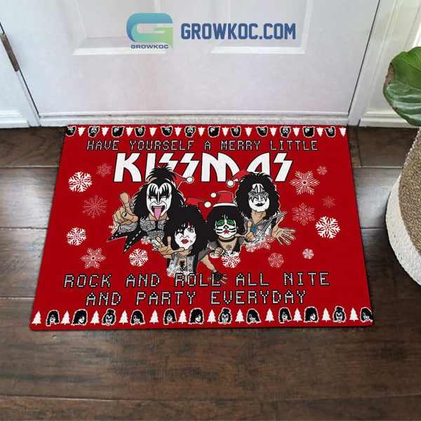 Have Yourself A Merry Little Kissmas Rock And Roll All Nite And Party Everyday Doormat