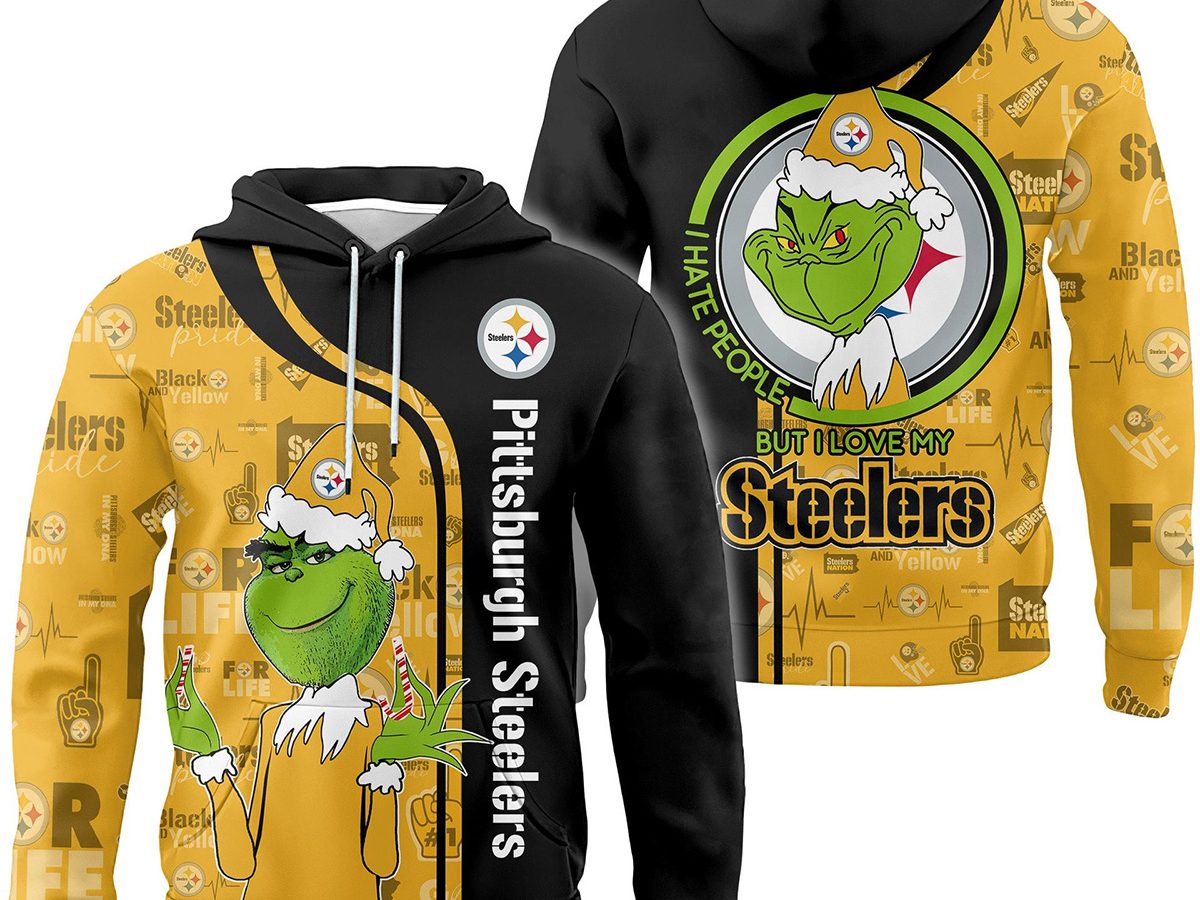 I Love Pittsburgh Steelers NFL Grinch 3D Hoodie And Long Pants Set Gift  Christmas Personalized - Banantees