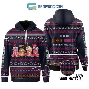 I Run On Dunkin’ Donut And Christmas Cheer Custom Name Zip Hoodie Sweater