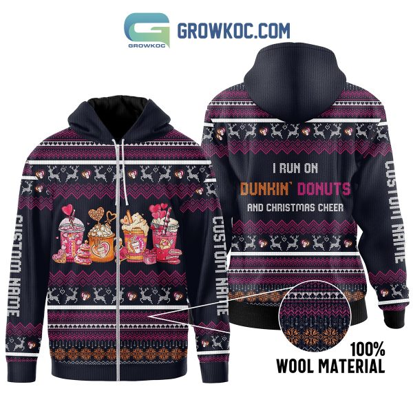 I Run On Dunkin’ Donut And Christmas Cheer Custom Name Zip Hoodie Sweater