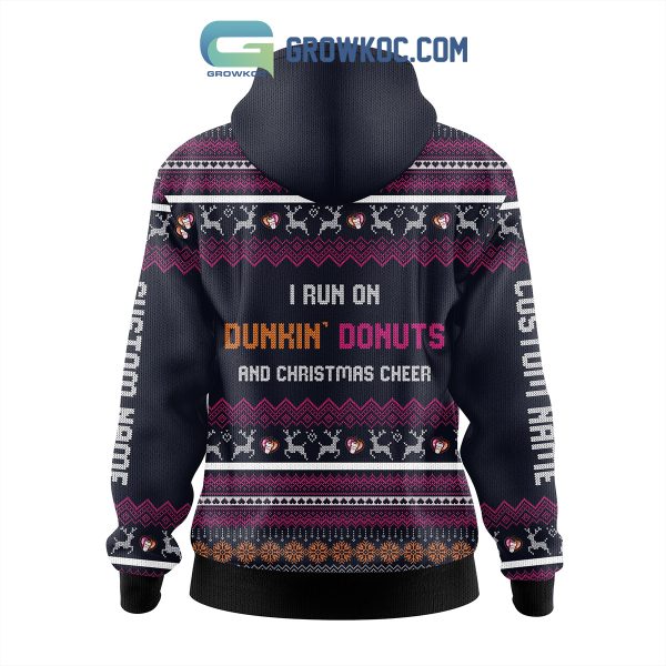 I Run On Dunkin’ Donut And Christmas Cheer Custom Name Zip Hoodie Sweater