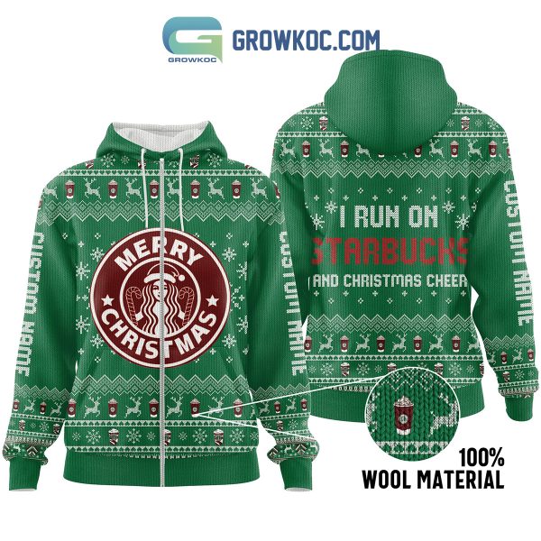 I Run On Starbucks And Christmas Cheer Merry Christmas Zip Hoodie Sweater