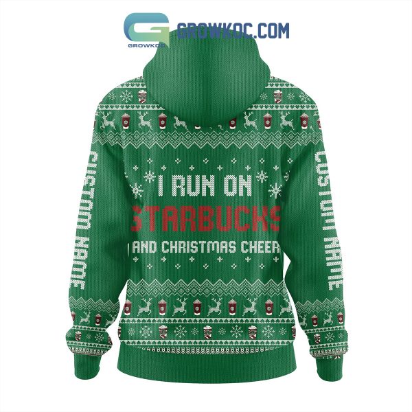 I Run On Starbucks And Christmas Cheer Merry Christmas Zip Hoodie Sweater