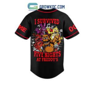 I Survived Five Nights At Freddy_s Horror Video Game Custom Name Baseball Jersey