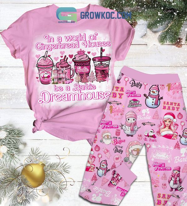 In The World Of Gingerbread Houses Be A Barbie Dreamhouse Christmas Fleece Pajamas Set