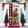 Georgia Bulldogs Grinch Football Welcome Christmas Personalized Decor Door Cover