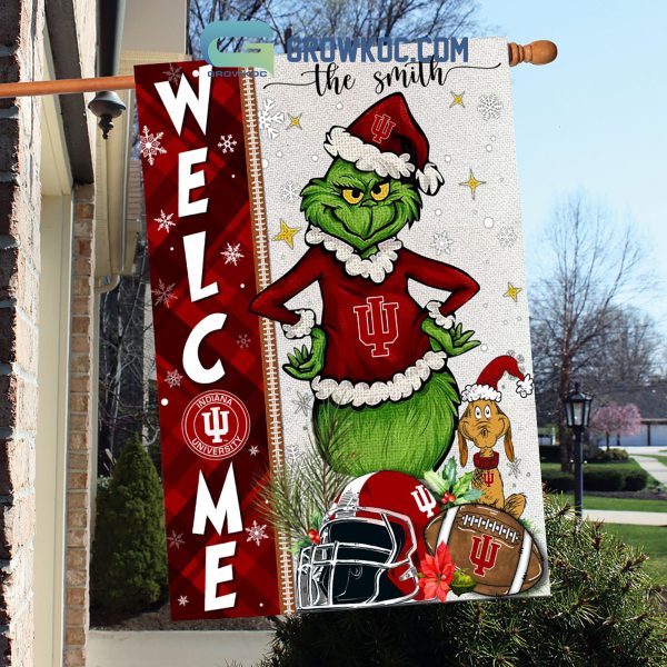 Indiana Hoosiers NCAA Grinch Football Welcome Christmas House Garden Flag
